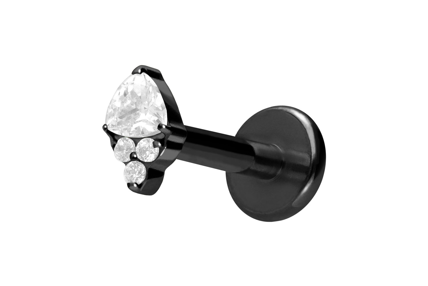 Titan Labret Piercing mit Push Fit EINGEFASSTE KRISTALLE